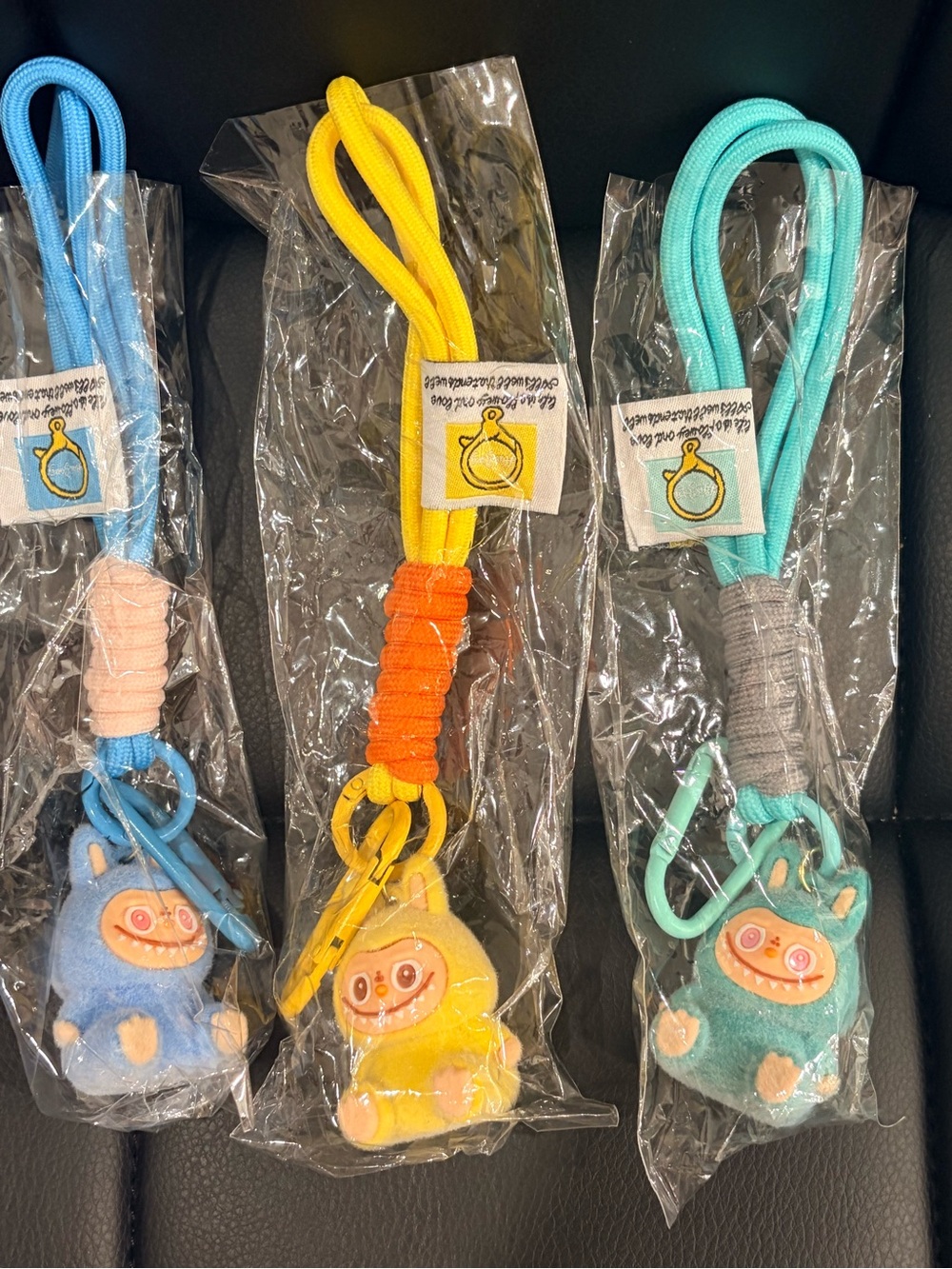 3pcs keychains set- Blue, Yellow, Teal
